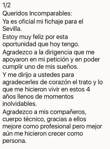 La emotiva carta de despedida de Pizarro para la afición Tigre