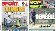 Entre Iniesta y Dembélé, así van las portadas en Barcelona