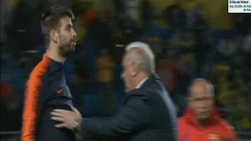 Piqué se fue a por Mateu tras el empate del Barça en Las Palmas