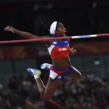 Yarisley Silva, en el salto que le dio el oro mundial.