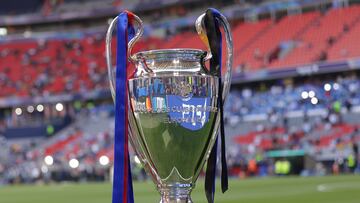 Munich (Germany), 31/05/2025.- The UEFA Champions League trophy on display before the UEFA Champions League final between Paris Saint-Germain and Internazionale Milano, in Munich, Germany 31 May 2025. (Liga de Campeones, Alemania) EFE/EPA/CHRISTOPHER NEUNDORF