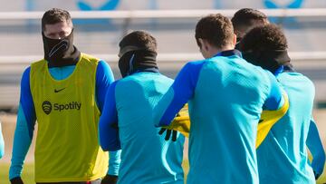 Robert Lewandowski durante el entrenamiento de ayer.