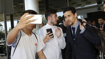 Jesús Navas a su llegada a Barajas.