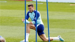 Saúl, durante un entrenamiento del Atlético.