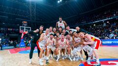 La Selección celebra la victoria en Pésaro ante Italia en las Ventanas de clasificación para el Mundial 2023.