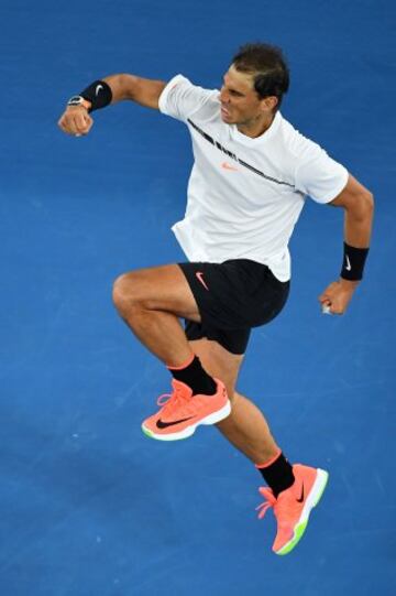 Rafa Nadal celebra la victoria sobre Raonic. 