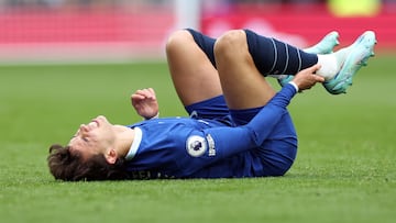 London (United Kingdom), 26/02/2023.- Joao Felix of Chelsea reacts following a challenge during the English Premier League soccer match between Tottenham Hotspur and Chelsea FC in London, Britain, 26 February 2023. (Reino Unido, Londres) EFE/EPA/Isabel Infantes EDITORIAL USE ONLY. No use with unauthorized audio, video, data, fixture lists, club/league logos or 'live' services. Online in-match use limited to 120 images, no video emulation. No use in betting, games or single club/league/player publications
