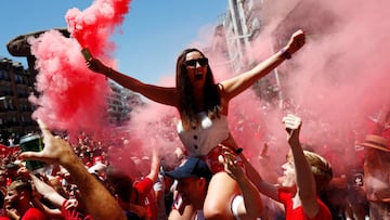 Fans in the Liverpool fan zone in Madrid. 