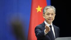 Chinese Foreign Ministry spokesman Wang Wenbin holds a press conference in Beijing on Aug. 8, 2022. (Photo by Kyodo News via Getty Images)