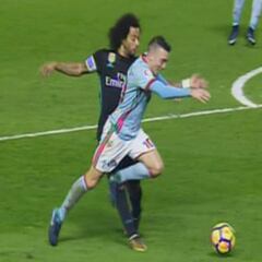 El Celta de Vigo reclamó penalti de Marcelo a Iago Aspas