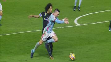 El Celta de Vigo reclamó penalti de Marcelo a Iago Aspas