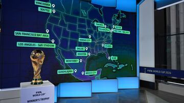 Mapa con las sedes del Mundial FIFA 2026 que será en México, Estados Unidos y Canadá.