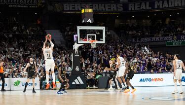Hezonja salta en el último segundo para lanzar y anotar el triple que da la victoria al Real Madrid ante el Baskonia en la Euroliga.