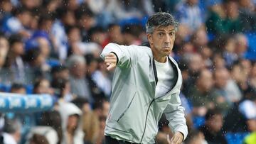 SAN SEBASTI?N, 02/09/2023.-El entrenador de la Real Sociedad Imanol Alguacil, este s¨¢bado durante el partido de la jornada 4 de LaLiga contra el Granada en el estadio Reale Arena en San Sebasti¨¢n.- EFE/ Javi Colmenero