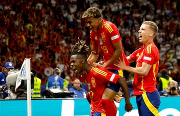 14/07/24  PARTIDO FINAL EUROCOPA ALEMANIA 2024 
ESPAÑA - INGLATERRA
PRIMER GOL NICO WILLIAMS 1-0 ALEGRIA LAMINE YAMAL DANI OLMO