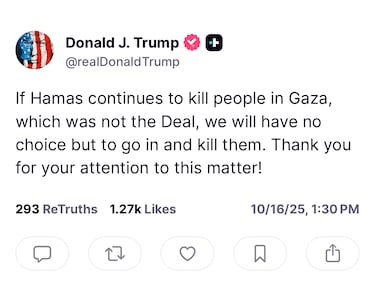 Trump: “Si Hamás sigue matando gente, tendremos que ir y matarlos”