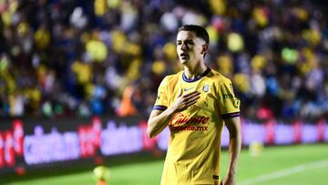 Alvaro Fidalgo celebrates his goal 2-2  of America during the 7th round match between America and Necaxa as part of the Liga BBVA MX, Torneo Clausura 2025 at Ciudad de los Deportes Stadium, on February 14, 2025 in Mexico City, Mexico.