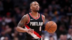 Damian Lillard, base de los Portland Trail Blazers, ante los Denver Nuggets.