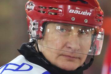 Vladimir Putin took part in the traditional Christmas day ice hockey exhibition match in Red Square and led his side to victory, scoring eight times in an 8-5 victory, according to the Associated Press and Reuters, although the Kremlin match report credit