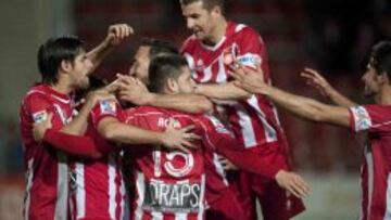 Alegría tras el gol de Jandro de penalti