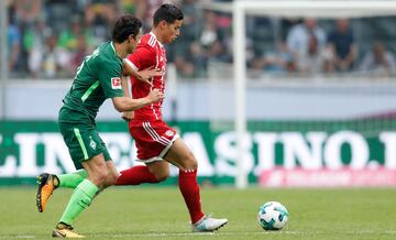 El volante James Rodríguez se estrenó con la camiseta del Bayern Múnich. El colombiano jugó los 45 minutos de la final de la Telekom Cup que ganó su equipo 2-0 sobre el Werder Bremen y participó en el primer gol de Thomas Müller.