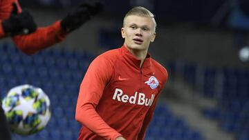 26 November 2019, Belgium, Genk: Red Bull Salzburg&#039;s Erling Braut Haland takes part in a training session ahead of Wednesday&#039;s UEFA Champions League Group E soccer match against KRC Genk. Photo: Yorick Jansens/BELGA/dpa
 
 
 26/11/2019 ONLY FOR 