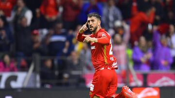 Joao Dias celebrates his goal 4-2 of Toluca during the 10th round match between Toluca and Monterrey as part of the Liga BBVA MX, Torneo Apertura 2025 at Nemesio Diez Stadium, on September 24, 2025 in Toluca, Estado de Mexico, Mexico.