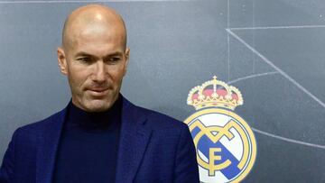 Real Madrid&#039;s French coach Zinedine Zidane looks on after a press conference to announce his resignation in Madrid on May 31, 2018.
 Real Madrid coach Zinedine Zidane said today he was leaving the Spanish giants, just days after winning the Champions