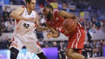 Marcus Landry, del CAI Zaragoza, en un partido de la Liga Endesa ante el Manresa.