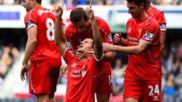 Coutinho celebra su gol.