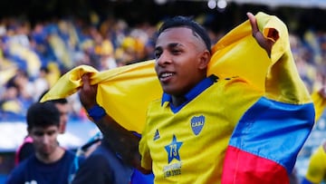 BUENOS AIRES, ARGENTINA - OCTOBER 23: Sebastian Villa of Boca Juniors celebrates after a match between Boca Juniors and Independiente as part of Liga Profesional 2022  at Estadio Alberto J. Armando on October 23, 2022 in Buenos Aires, Argentina. (Photo by Marcos Brindicci/Getty Images)