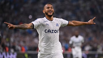 Luis Su¨¢rez, celebrando un gol con el Olympique de Marsella.