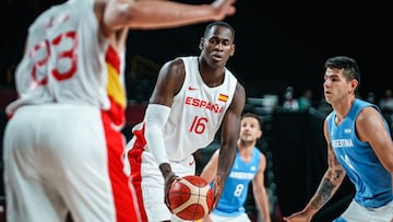 Usman Garuba, en el España-Argentina de los Juegos Olímpicos de Tokio.