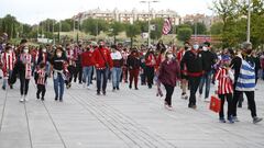 Los seguidores del Atl&eacute;tico en el Wanda Metropolitano.