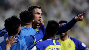 Soccer Football - Saudi Pro League - Al Nassr v Al Shabab - KSU Stadium, Riyadh, Saudi Arabia - May 23, 2023 Al Nassr's Cristiano Ronaldo celebrates scoring their third goal REUTERS/Ahmed Yosri