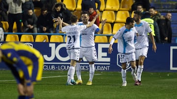 Lucas Pérez, tras marcar su gol ante el Alcorcón.