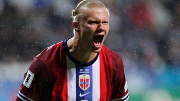Tallinn (Estonia), 09/06/2025.- Erling Haaland of Norway celebrates after scoring the 1-0 lead during the FIFA World Cup 26 qualification match between Estonia and Norway in Tallinn, Estonia, 09 June 2025. (Mundial de Fútbol, Noruega) EFE/EPA/TOMS KALNINS