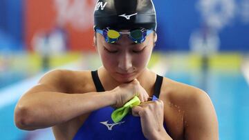 Rikako Ikee se prepara para competir en los 50 metros mariposa en los Juegos Asiáticos de Yakarta 2018.