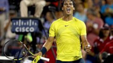 Nadal celebra su pase a las semifinales del torneo canadiense.