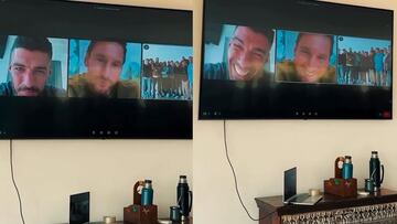 Messi y Luis Suárez sorprenden con videollamada a con los jugadores de su equipo en Uruguay, el deportivo LSM