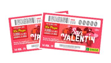 Hoy, 14 de febrero, sorteo de la ONCE por San Valentín