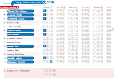 Elige 8 de La Quiniela jornada 17 - 1/11/25  