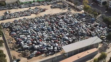 Imagen aérea del Municipal de Benetúser convertido en un desguace.