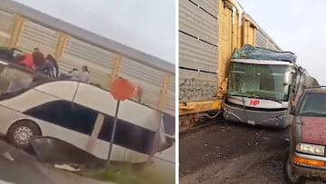 ¡Tragedia! Un tren impacta contra un autobús que llevaba más de 40 pasajeros en la carretera Atlacomulco–El Oro, Toluca y deja varios muertos.
