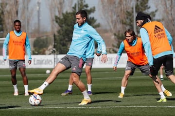 Hazard, en el entrenamiento del Real Madrid.