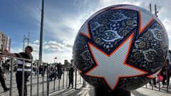 Soccer Football - Champions League Final Previews - Istanbul, Turkey - June 8, 2023  A giant replica of a Champions League ball is seen in Taksim Square ahead of the final on Saturday between Manchester City and Inter Milan.  REUTERS/Stringer