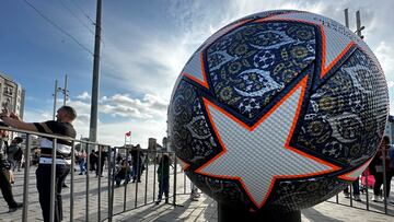 Soccer Football - Champions League Final Previews - Istanbul, Turkey - June 8, 2023  A giant replica of a Champions League ball is seen in Taksim Square ahead of the final on Saturday between Manchester City and Inter Milan.  REUTERS/Stringer