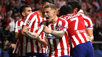 Trippier, en la celebración del 2-2 de Herrera en el Atlético-Juventus