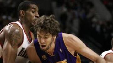 <b>FIN A LA RACHA</b>. Los lakers de Gasol vieron frenada su racha de 10 victorias consecutivas en Portland.