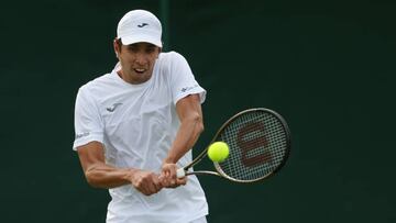 Daniel Galán en un partido de Wimbledon.